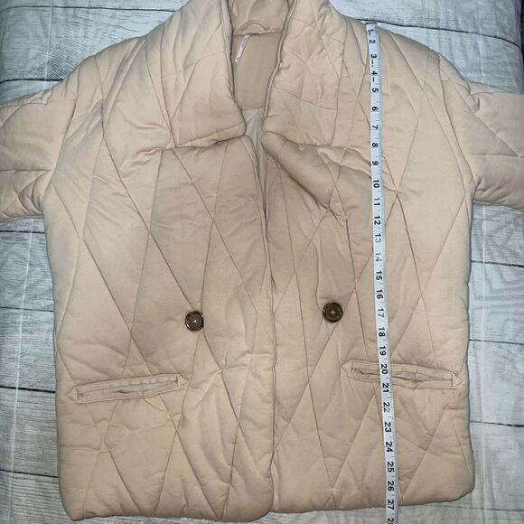 Free People Tawny Pillow Quilted Jacket Coat Cream Puffy Boyfriend sz M Medium - Picture 6 of 10